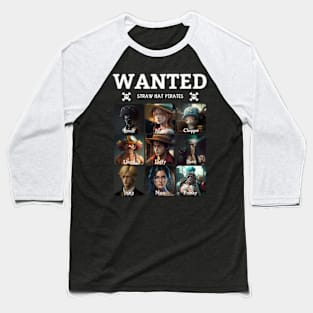 Straw Hat Pirates - Wanted (minimal text) Baseball T-Shirt